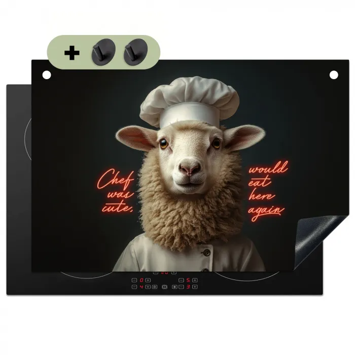Schaap - Kokskleding - Neon - Quote Inductie beschemer met haakjes klein -3d