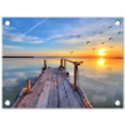 Rustieke Steiger bij Zonsopgang tuinposter los doek klein -3d
