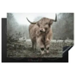 Schotse Hooglander - Bos - Mist - Koe - Dieren - Natuur Inductie beschermer vinyl 3mm klein -3d