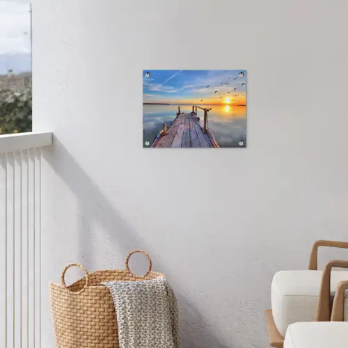 Rustieke Steiger bij Zonsopgang tuinposter los doek klein -sfeer8