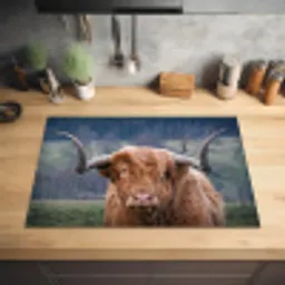 Schotse Hooglander - Koeienkop - Landschap - Natuur - Koe Inductie beschermer vinyl 3mm klein -sfeer5