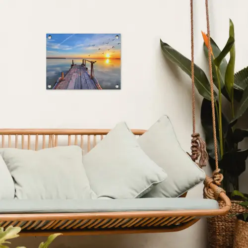 Rustieke Steiger bij Zonsopgang tuinposter los doek klein -sfeer7