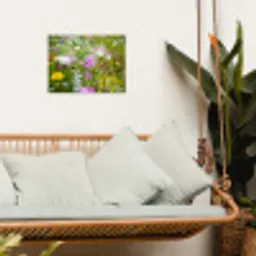 Bloemen - Natuur - Groen - Gras - Paars - Wit tuinposter los doek klein -sfeer7