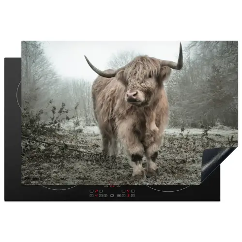 Schotse Hooglander - Bos - Mist - Koe - Dieren - Natuur Inductie beschermer vinyl 3mm klein -3d