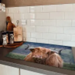 Schotse Hooglander - Koeienkop - Landschap - Natuur - Koe Inductie beschermer vinyl 3mm klein -sfeer3