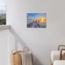 Rustieke Steiger bij Zonsopgang tuinposter los doek klein -sfeer8