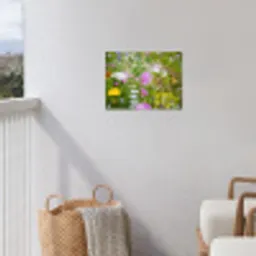Bloemen - Natuur - Groen - Gras - Paars - Wit tuinposter los doek klein -sfeer8