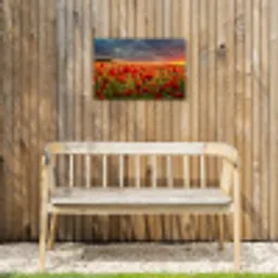 Zonsondergang - Klaprozen - Rood - Bloemen - Veld - Natuur Tuinposter op houten frame 2 cm dik klein -sfeer4