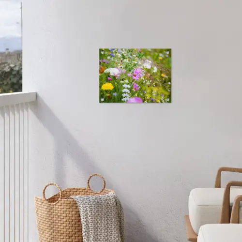 Bloemen - Natuur - Groen - Gras - Paars - Wit tuinposter los doek klein -sfeer8