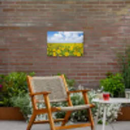 Zonnebloemen - Bloemen - Wolken - Natuur - Geel - Landschap Tuinposter op houten frame 2 cm dik klein -sfeer3
