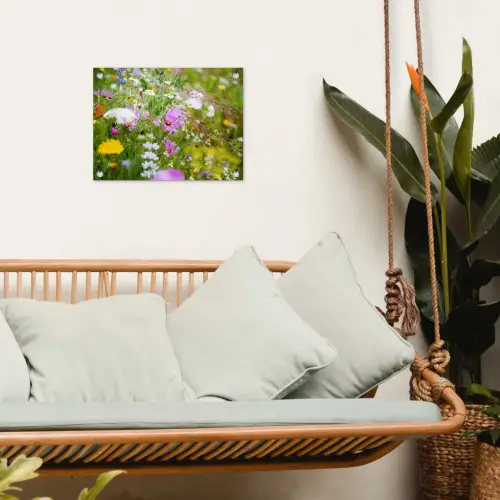 Bloemen - Natuur - Groen - Gras - Paars - Wit tuinposter los doek klein -sfeer7