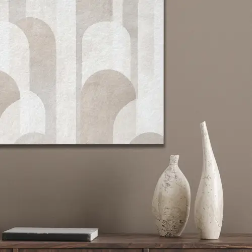 Abstracte bogen - Modern - Beige PET vilt klein -sfeer6_closeup