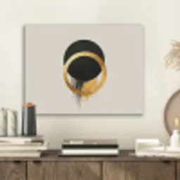 Abstract ontwerp - Zwarte cirkel - Verfvlekken PET vilt klein -sfeer1
