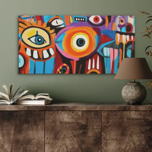 Abstract - Gezicht - Kleurrijk PET vilt middel -sfeer2