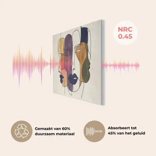 Abstract - Overlappende gezichten - Paars - Donkergroen PET vilt klein -USP_NL