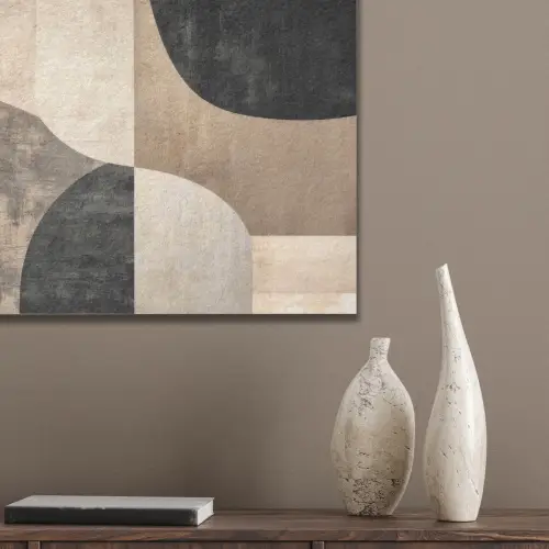Abstract - Vlakken - Zwart - Rond PET vilt klein -sfeer6_closeup