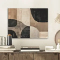Abstract - Vlakken - Zwart - Rond PET vilt klein -sfeer1
