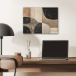 Abstract - Vlakken - Zwart - Rond PET vilt klein -sfeer5