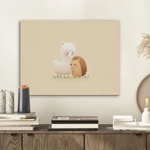 Alpaca - Egel - Bruin - Knuffelen PET vilt klein -sfeer1