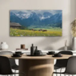 Alpen - Weide - Bergen - Koeien PET vilt middel -sfeer1