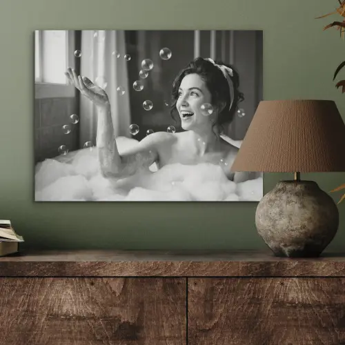 Bad - Bubbels - Zwart - Wit PET vilt klein -sfeer2