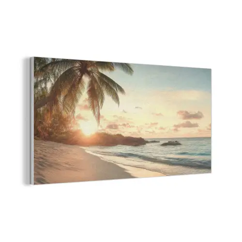 Strand - Palmbomen - Oceaan - Zonsondergang PET vilt middel -3d