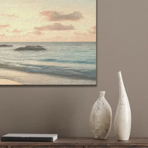 Strand - Palmbomen - Oceaan - Zonsondergang PET vilt middel -sfeer6_closeup