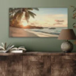 Strand - Palmbomen - Oceaan - Zonsondergang PET vilt middel -sfeer2