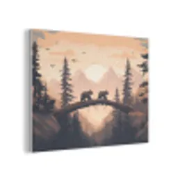 Beren - Bomen - Landschap - Zonsondergang PET vilt klein -3d