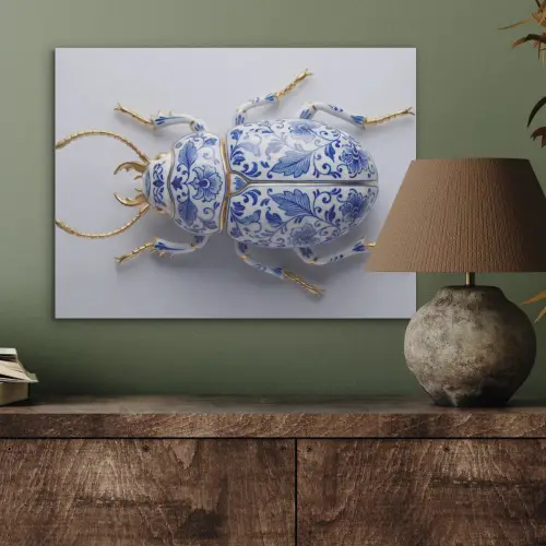 Kever - Delfts - Blauw - Goud PET vilt klein -sfeer2