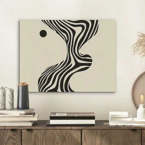 Beige - Lijnen - Golvend - Abstract PET vilt klein -sfeer1