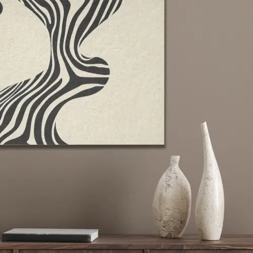 Beige - Lijnen - Golvend - Abstract PET vilt klein -sfeer6_closeup