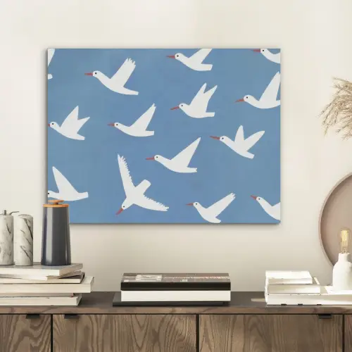 Vogels - Wit - Patroon PET vilt klein -sfeer1