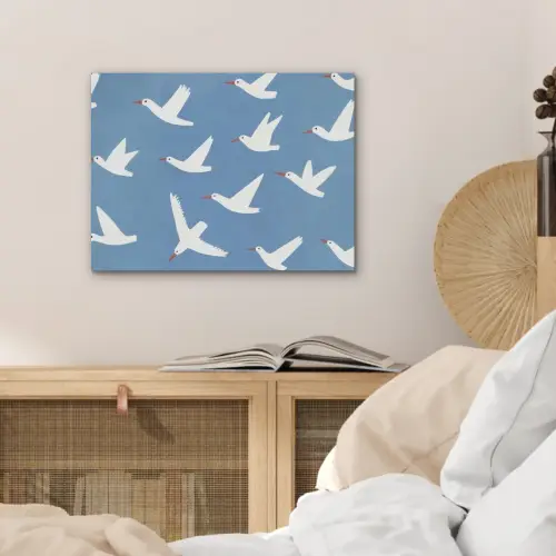 Vogels - Wit - Patroon PET vilt klein -sfeer3