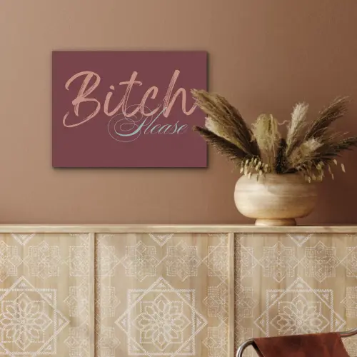 Bitch please - Rood - Blauw PET vilt klein -sfeer4