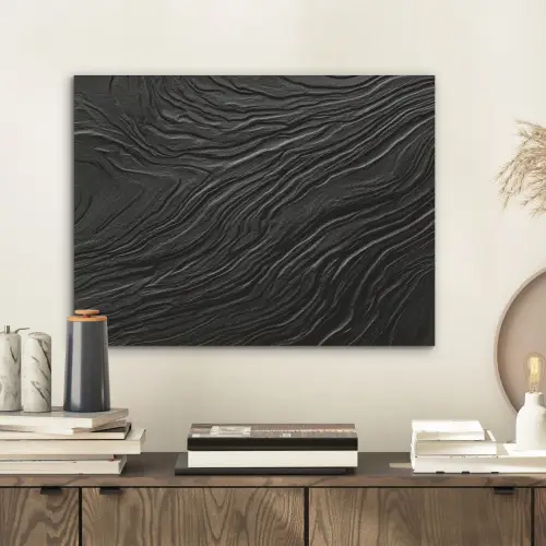 Zwart - Abstract - Hout PET vilt klein -sfeer1