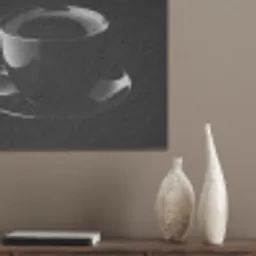 Zwart - Koffie - Kopje PET vilt klein -sfeer6_closeup