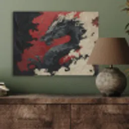Zwarte draak - Rookwolken - Rood PET vilt klein -sfeer2