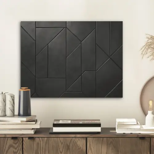 Zwart - Geometrisch - Tegeltjes PET vilt klein -sfeer1