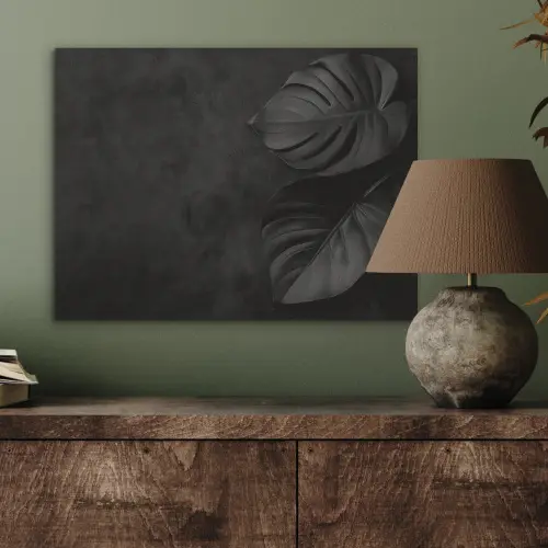 Zwart - Blad - Monstera PET vilt klein -sfeer2