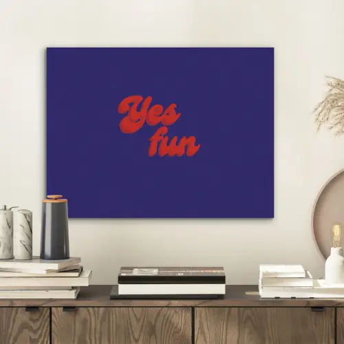 Blauw - Rood - Yes fun - 3D PET vilt klein -sfeer1