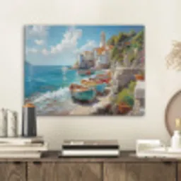 Boten - Rotsen - Zee - Zon PET vilt klein -sfeer1