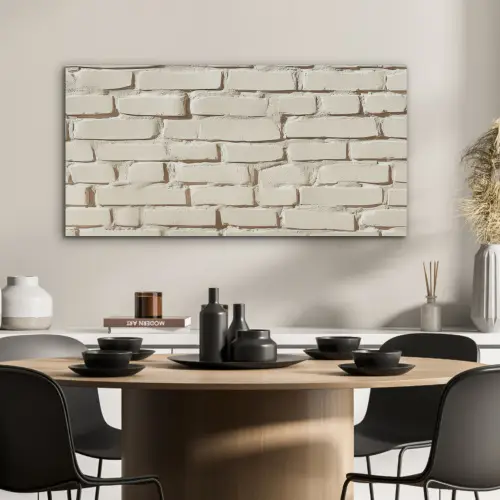 Bakstenen - Muur - Licht - Wit PET vilt middel -sfeer1