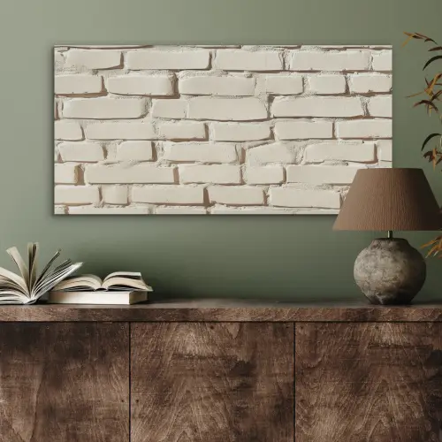 Bakstenen - Muur - Licht - Wit PET vilt middel -sfeer2