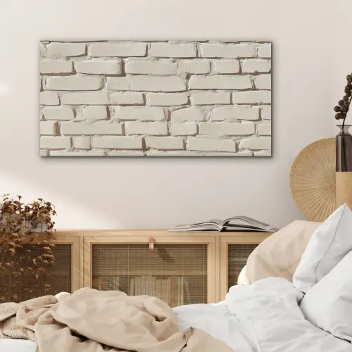 Bakstenen - Muur - Licht - Wit PET vilt middel -sfeer3