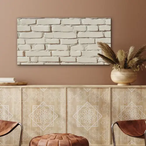 Bakstenen - Muur - Licht - Wit PET vilt middel -sfeer4