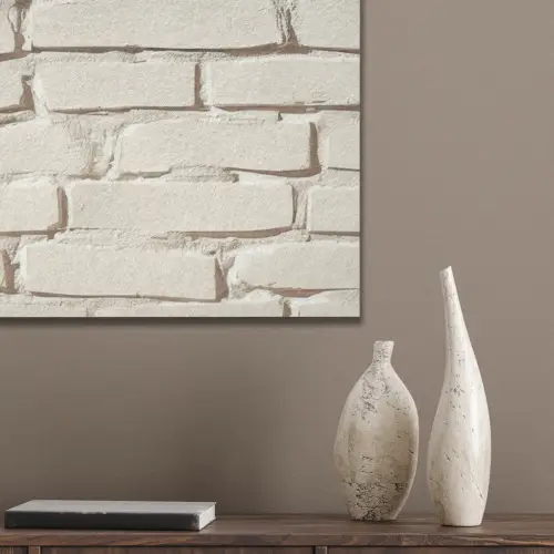 Bakstenen - Muur - Licht - Wit PET vilt middel -sfeer6_closeup