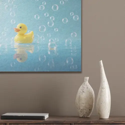 Bubbels - Badeend - Geel PET vilt klein -sfeer6_closeup