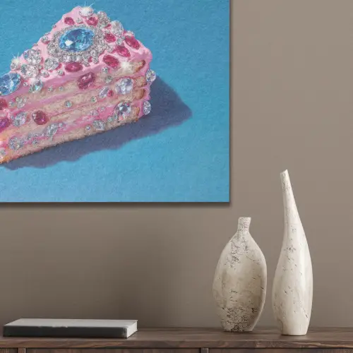 Taart - Edelstenen - Glitters - Roze PET vilt klein -sfeer6_closeup