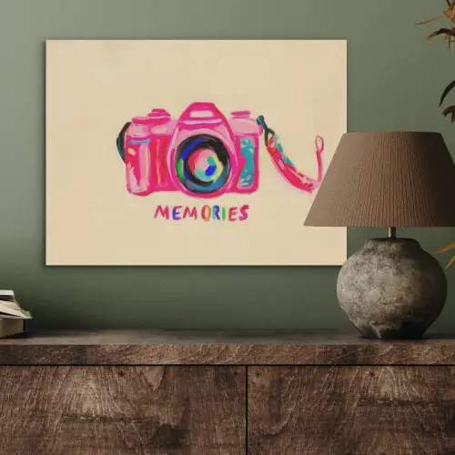 Camera - Memories - Roze - Geschilderd PET vilt klein -sfeer2